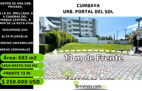 Terreno en Conj. Privado en Cumbayá a 2 min. del Parque Central