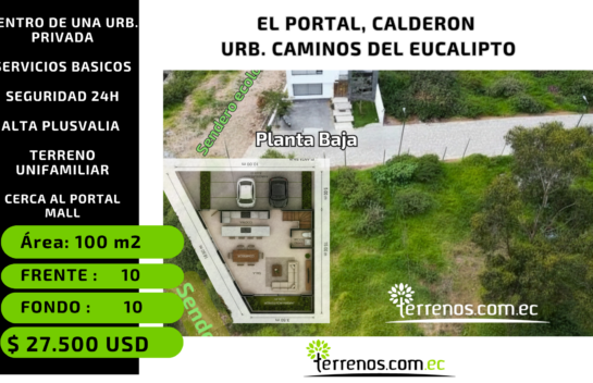 Terreno en venta de 100 m2 cerca del CC El Portal