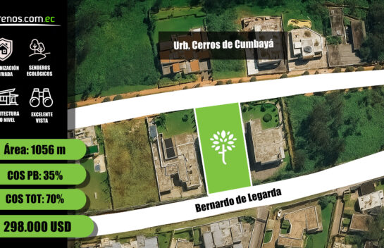 Terreno de venta en Cumbayá 1056 m2 urbanización Cerros de Cumbayá, cerca del colegio Terranova