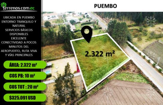 Terreno independiente de venta en Puembo de 2.322m²