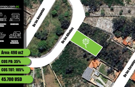 Terreno en la urbanización La Marca 490 m2, vía Calacalí. Vivienda unifamiliar.
