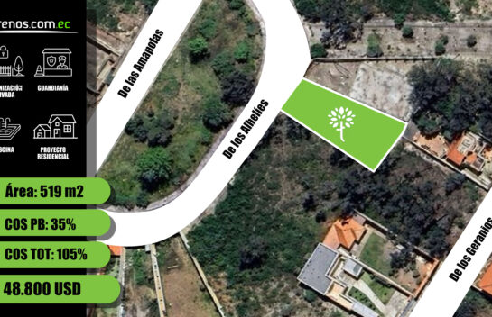 Terreno en la urbanización La Marca 519 m2, vía Calacalí. Vivienda unifamiliar.