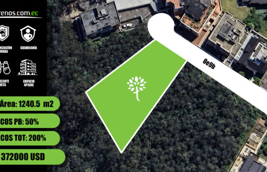 Terreno de venta en Quito Tenis 1240 m2, urbanización cerrada, cerca del Centro Comercial El Bosque.
