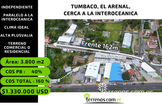 Terreno de 3.800m2 cerca a la Interoceánica en Tumbaco