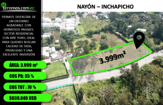 Terreno de venta en Nayón 3.999 m² Independiente