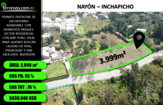 Terreno de venta en Nayón 3.999 m² Independiente