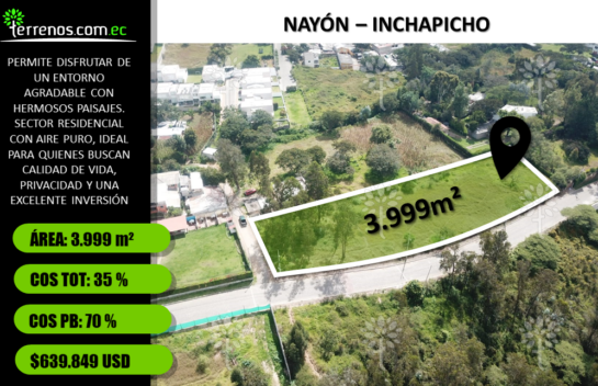 Terreno de venta en Nayón 3.999 m² Independiente