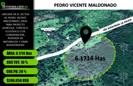 Terreno de venta en Pedro Vicente Maldonado 6.17 Has