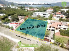 Venta de terreno en Tumbaco 883 m2, Urbanización Algarrobos de la Viña.