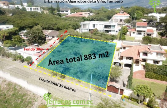 Venta de terreno en Tumbaco 883 m2, Urbanización Algarrobos de la Viña.