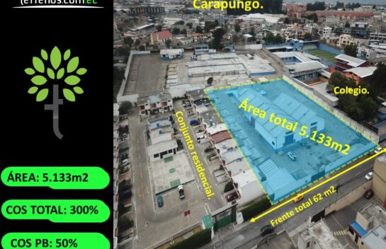 Venta de terreno en Carapungo de 5,133m2, para proyectos inmobiliarios, cerca al Portal Shopping.