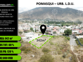 Terreno de venta en Pomasqui 342 m² dentro de la Urbanización L.D.U.