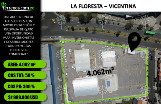 Terreno rentero esquinero de venta en la Floresta 4062m²