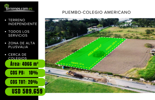 Terreno en venta Puembo, 4066m², sector colegio Americano Copia