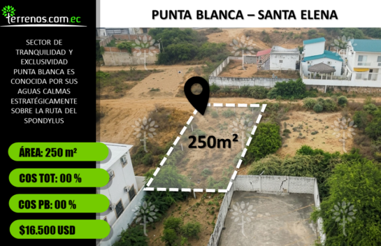 Terreno en Venta Punta Blanca, Santa Elena 250 m²