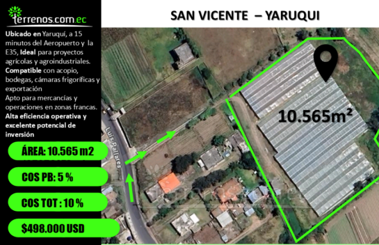 Terreno de venta en Yaruqui 10565 m²