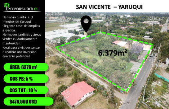 TERRENO DE VENTA EN YARUQUI 6379 m2