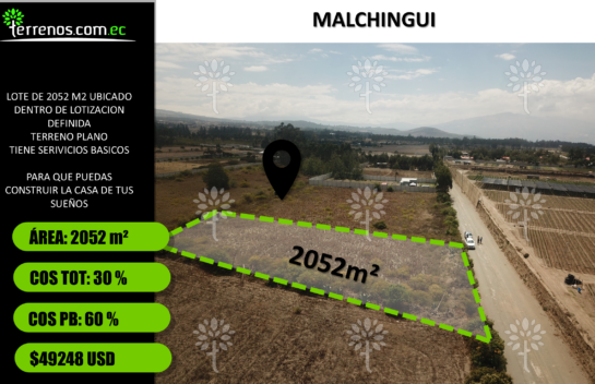 VENTA DE LOTE DE TERRENO EN MALCHINGUI 2025M2 DENTRO DE LOTIZACION